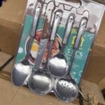 A 5-piece stainless cooking spoon set