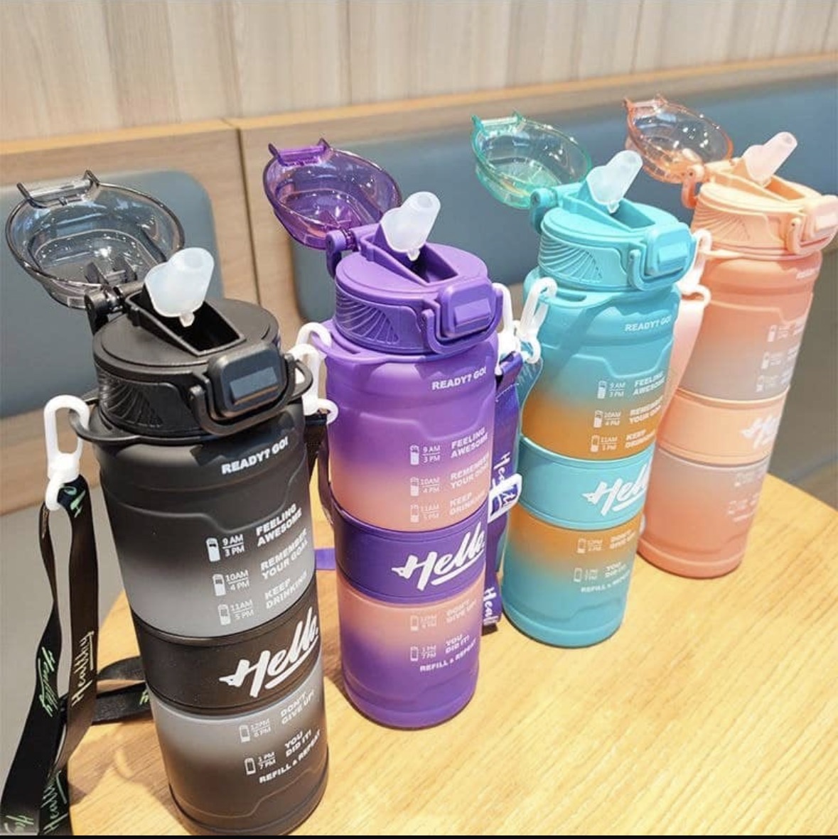 Screenshot 1000ml motivational (Hello) water bottle - Image 1